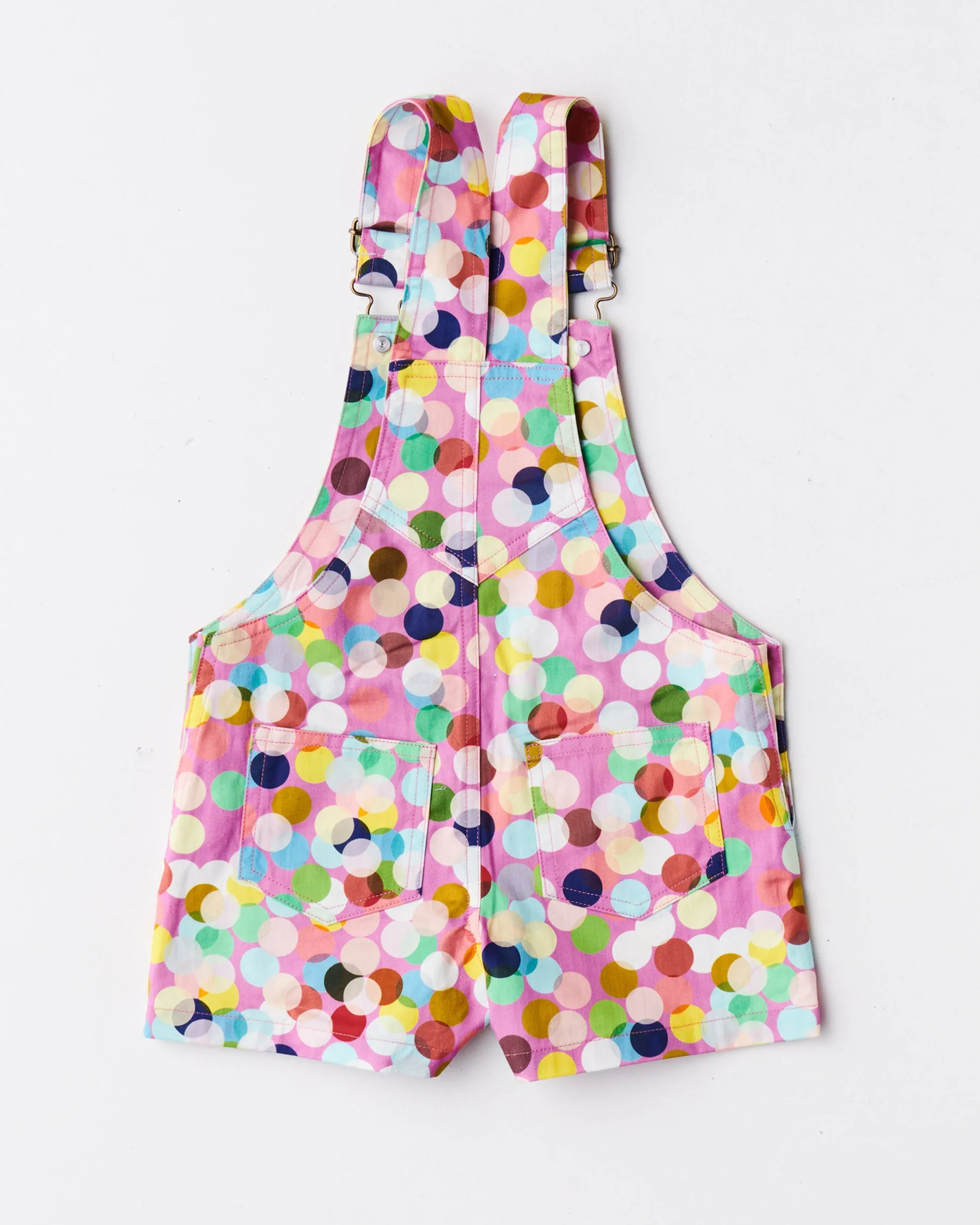 Kip & Co Confetti Pink Cotton Drill Short Overalls