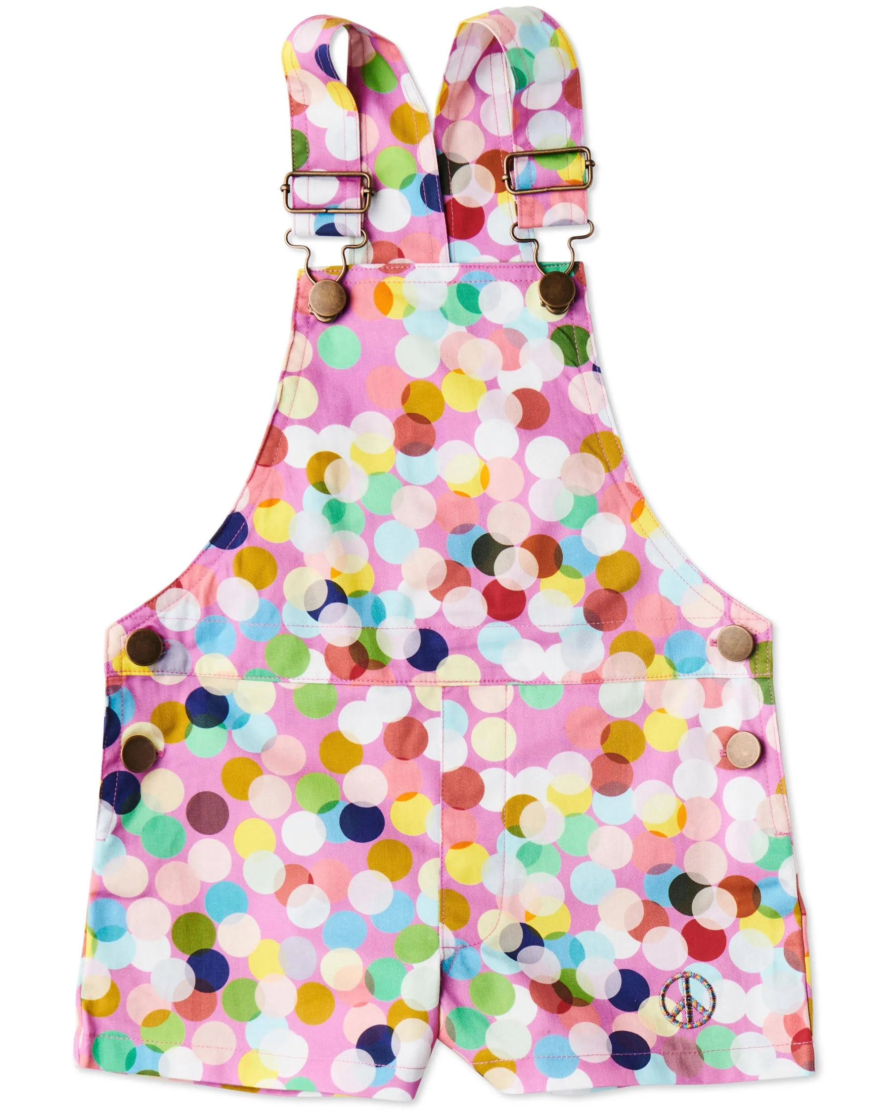 Kip & Co Confetti Pink Cotton Drill Short Overalls