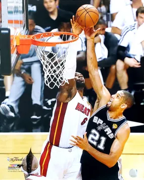 LeBron James Blocks Tim Duncan (2013 NBA Finals) Premium Poster Print - Photofile 16x20