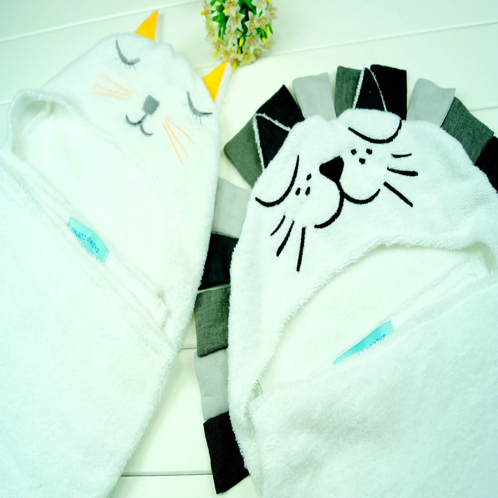 Lion & Cat Shaped Baby Bath Towel and Kids Blanket