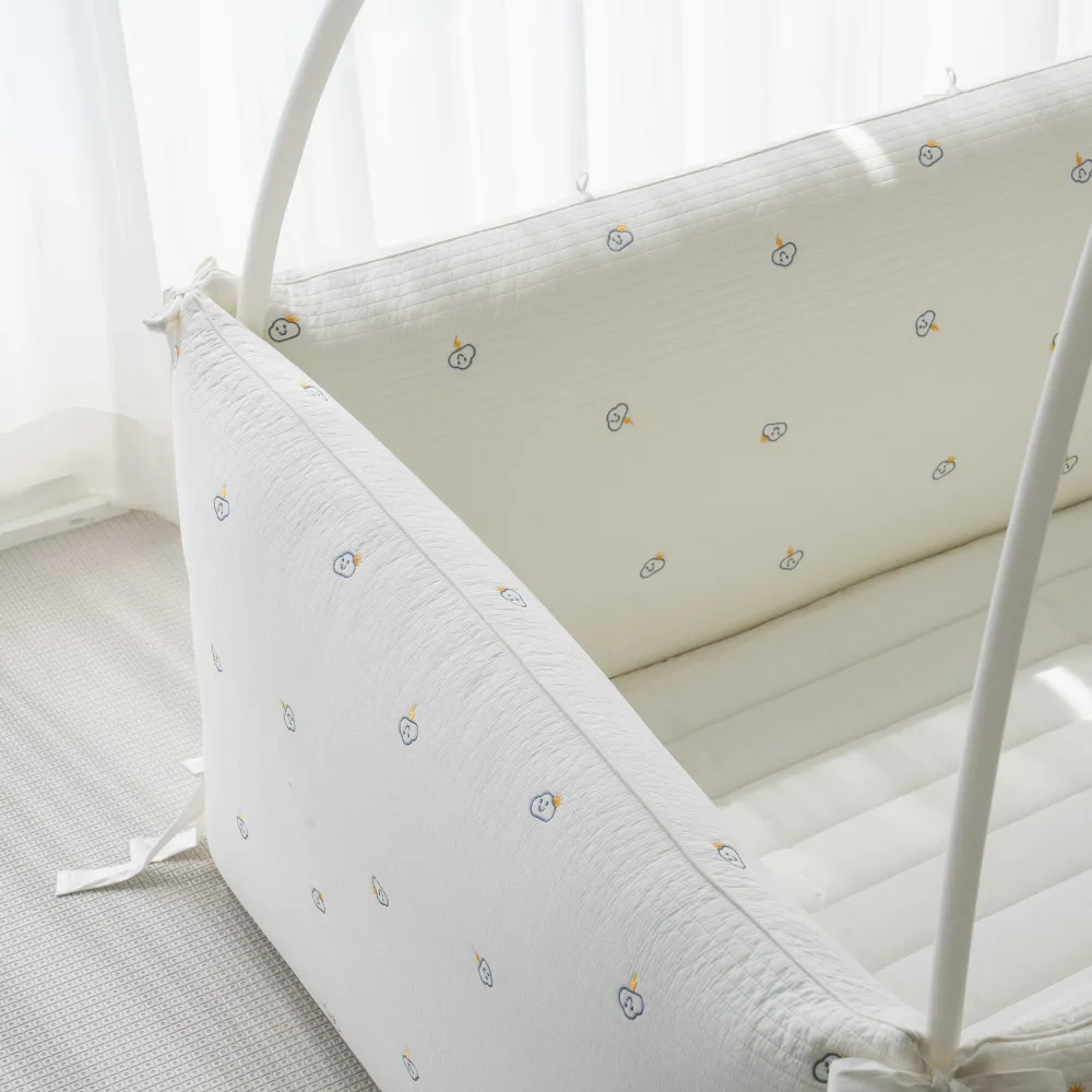 Lolbaby Cotton Embroidery Bumper Bed with Hanging Toy and Canopy (170x120x55cm) (Bundle Pack)- 6 Designs