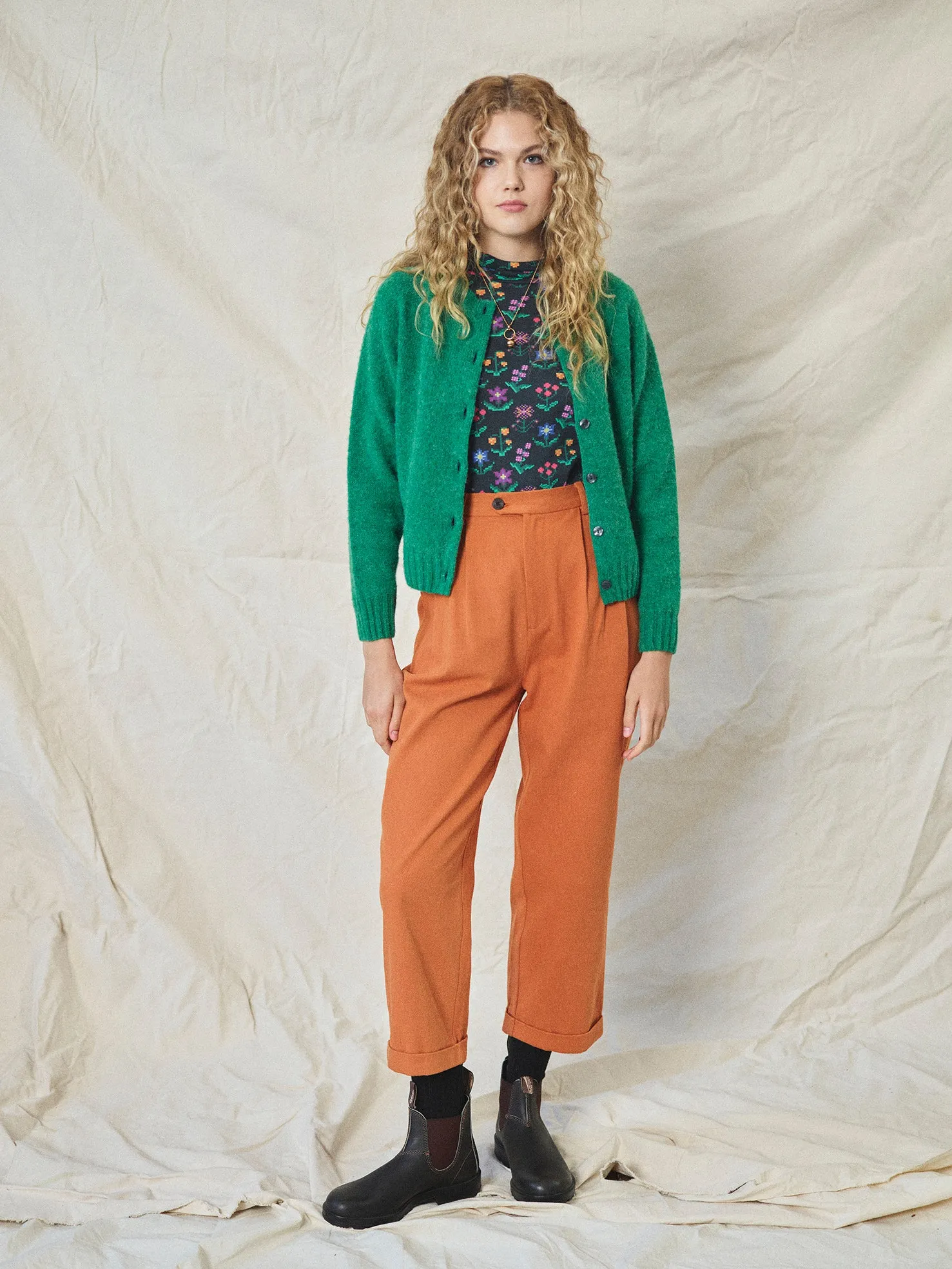 Lowie Drill Pumpkin Pleat Front Trouser