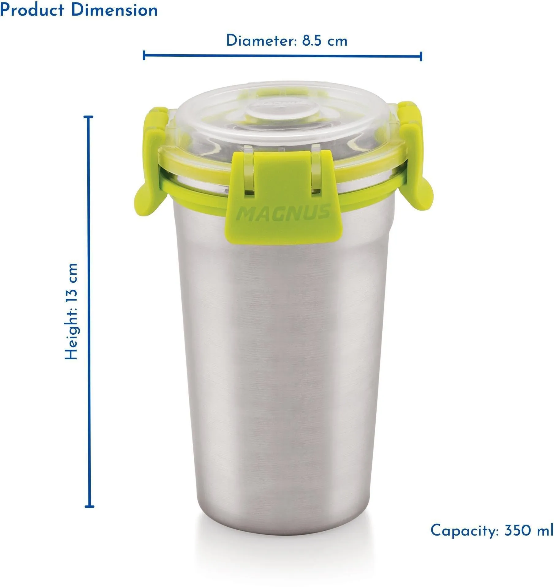 Magnus Stainless Steel Matte Klip Lock Tumbler with Lid and Straw - 350ml | Leak-Proof & Airtight Tumbler - Ideal for Travel, Office, Kids | Perfect for Juice, Buttermilk | Pack of 3