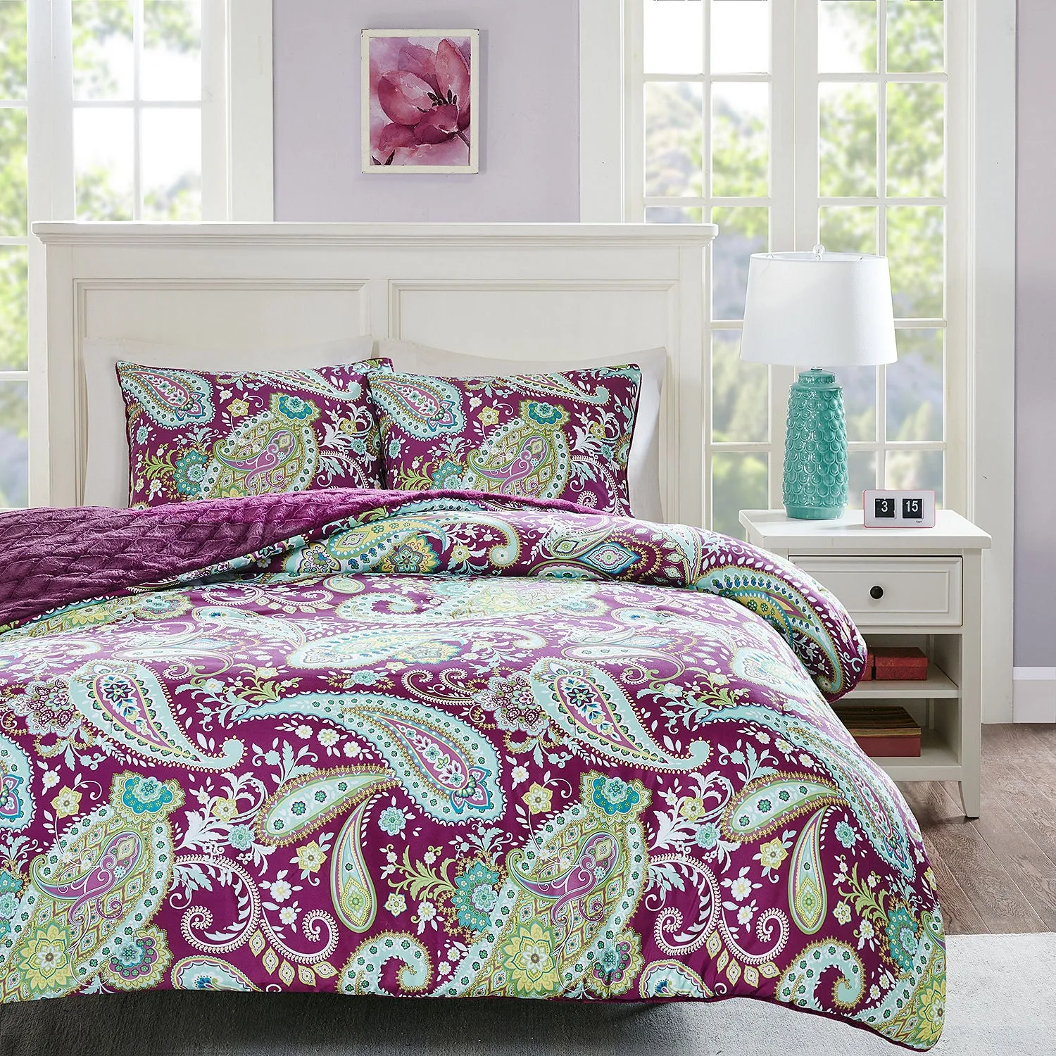 Melissa 2pcs. Reversible Purple Comforter Mini Set by Intelligent Design