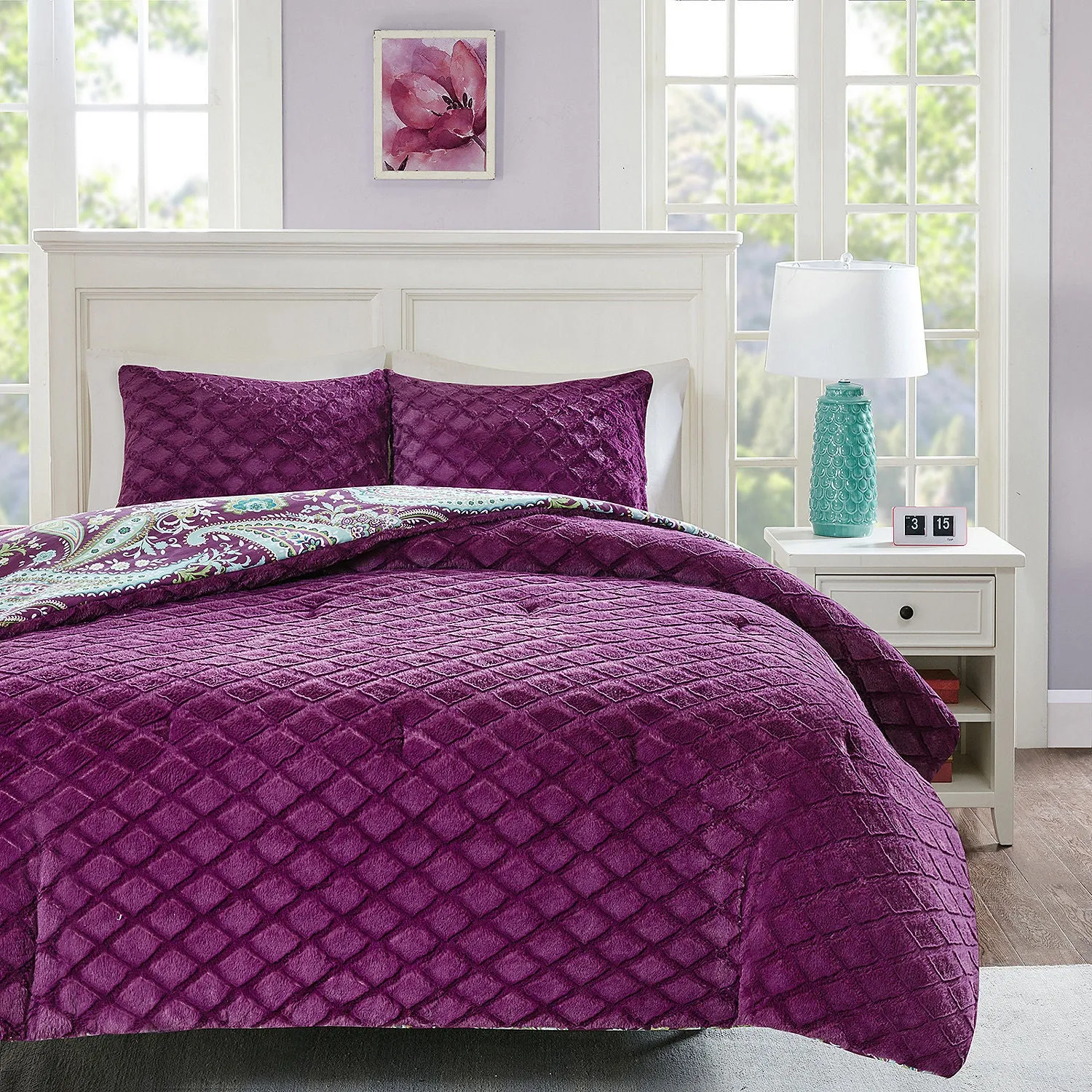 Melissa 2pcs. Reversible Purple Comforter Mini Set by Intelligent Design