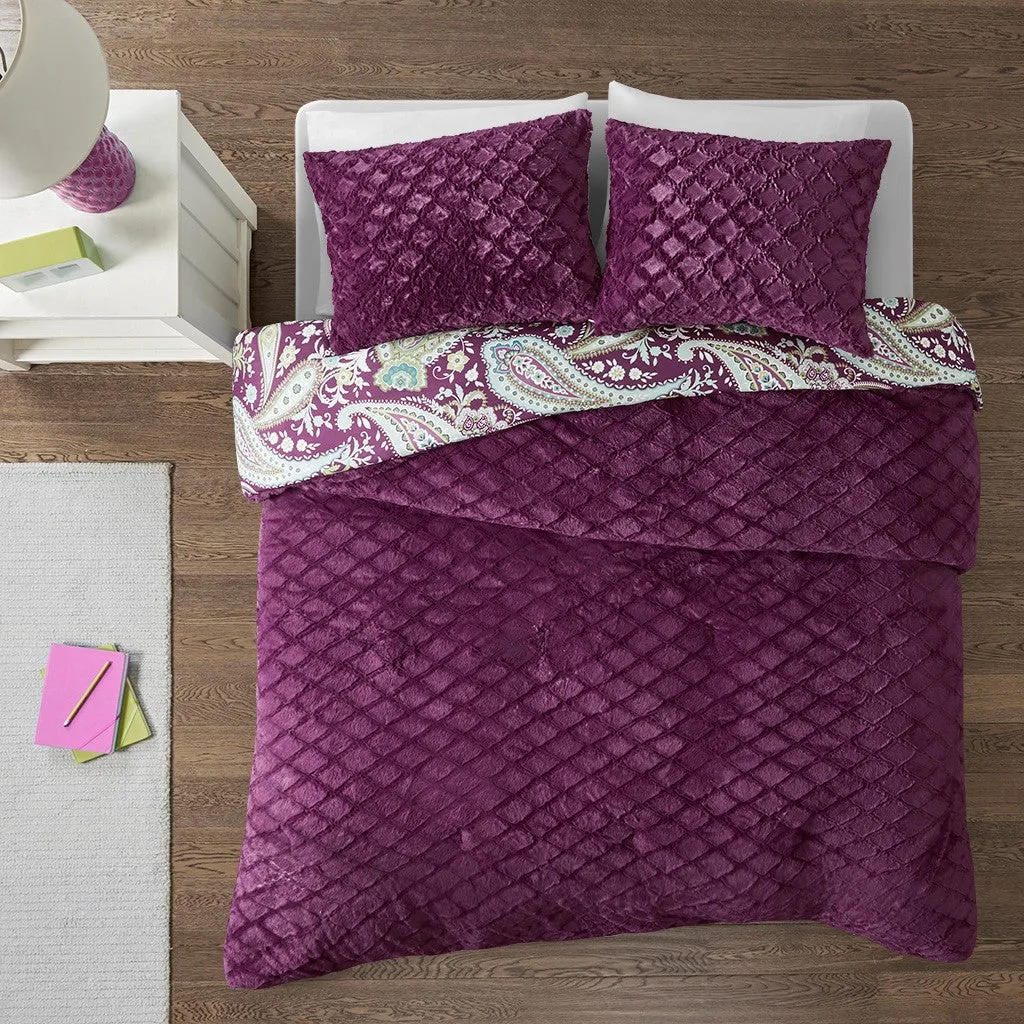 Melissa 2pcs. Reversible Purple Comforter Mini Set by Intelligent Design