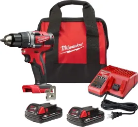 Milwaukee M18 2801-22CT Drill Driver Kit, Battery Included, 18 V, 2 Ah, 1/2 in Chuck :EA: QUANTITY: 1