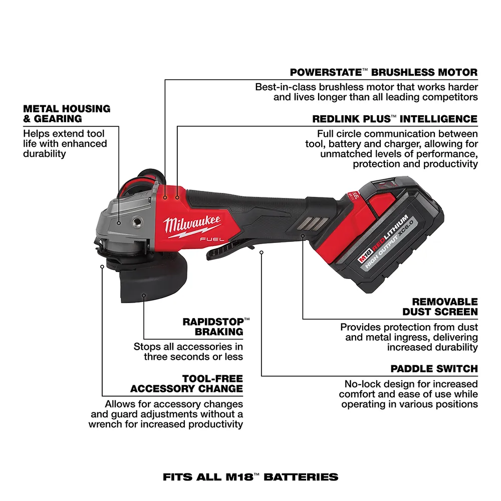 Milwaukee M18 Fuel 4-1/2"-5" Grinder Paddle Switch