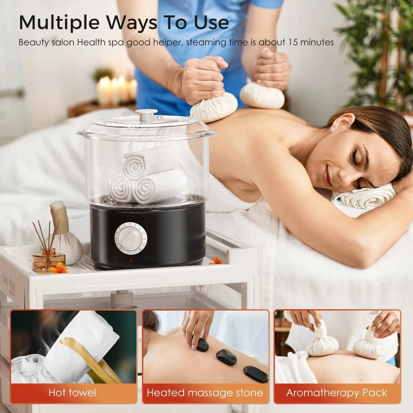 Mini Electric Spa Towel Stone Warmer - Portable Towel Steamer with Fast Heating Technology