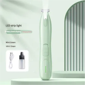 Mint Green LED Pet Hair Trimmer with USB Charging and Battery Level Display