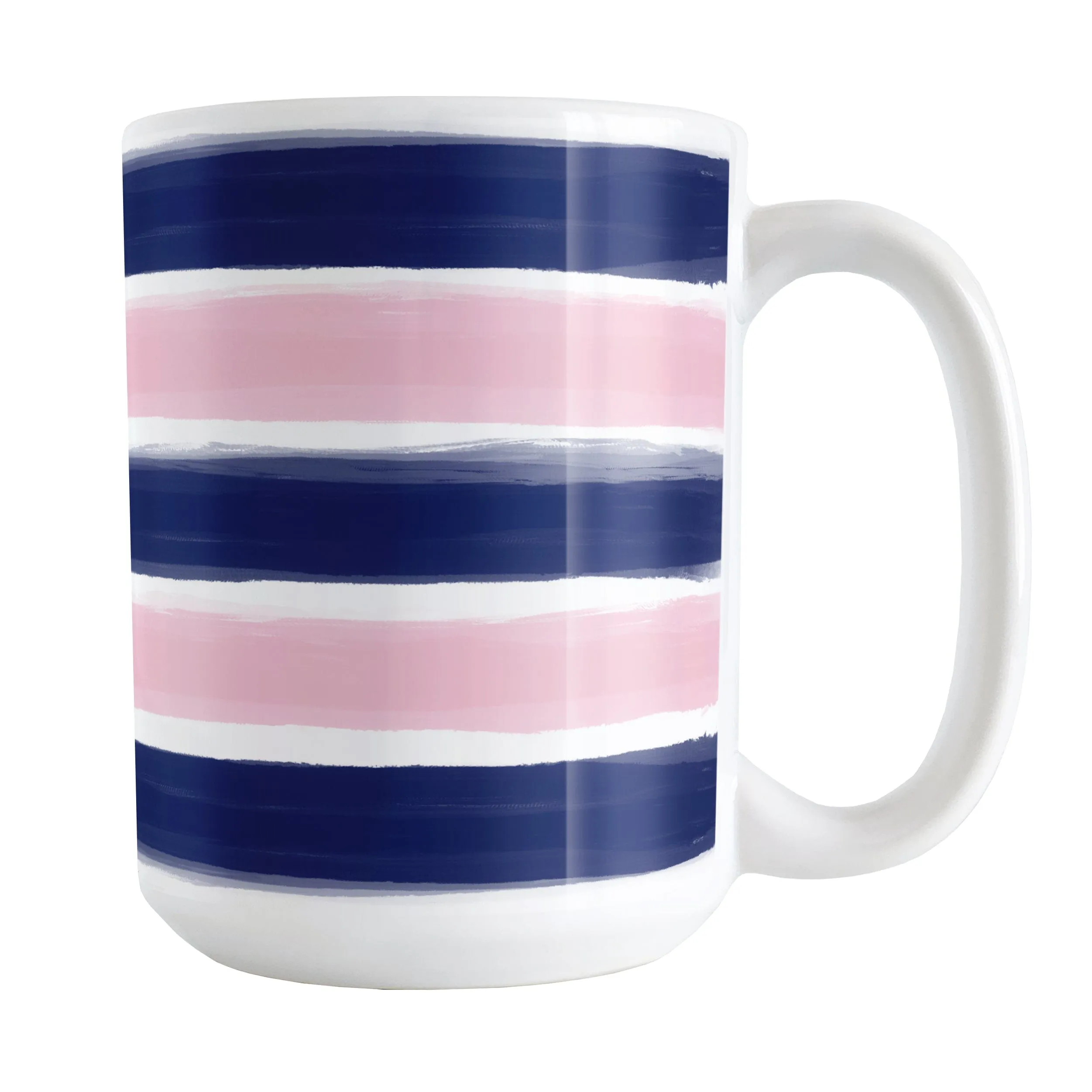 Navy Pink Paint Brush Strokes Mug