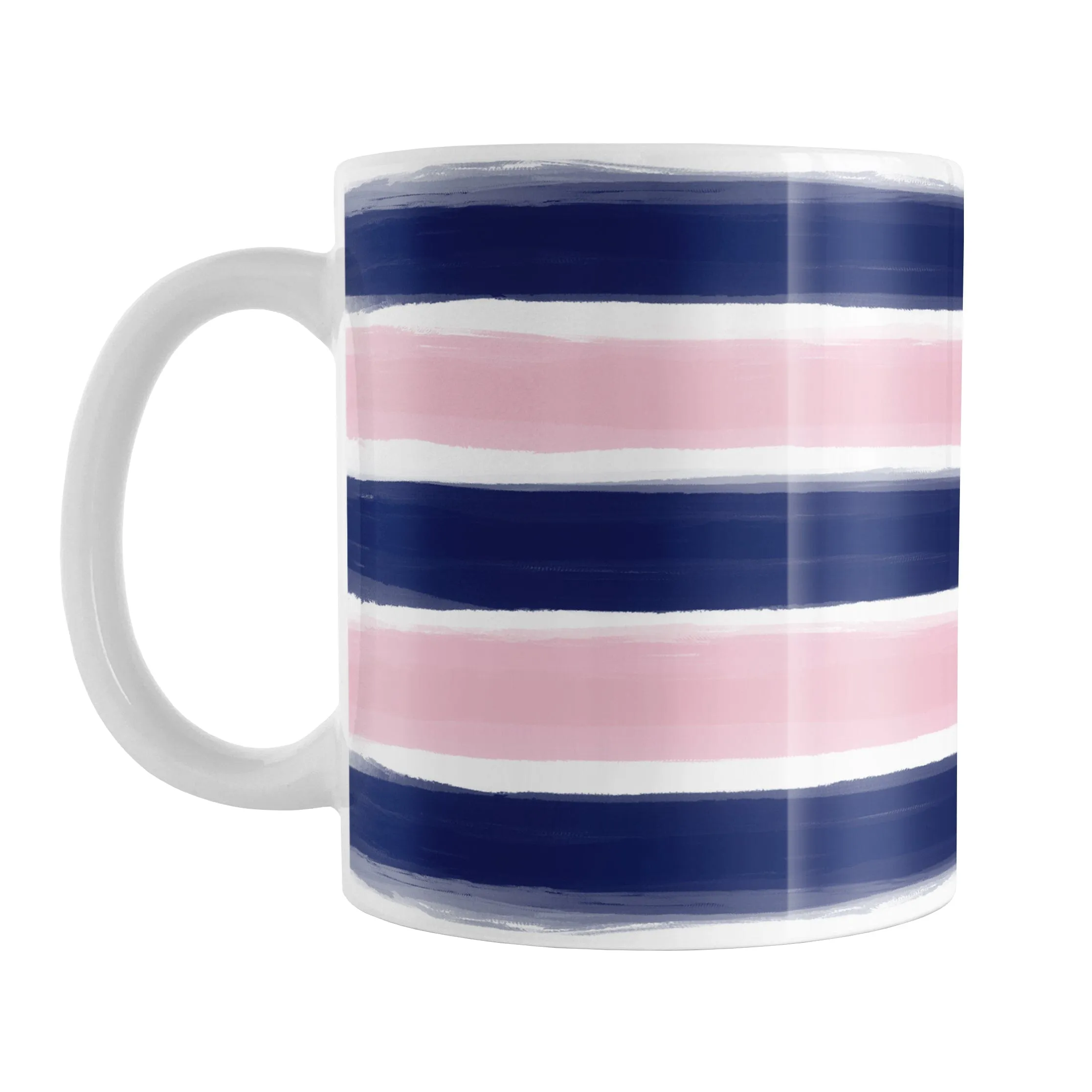 Navy Pink Paint Brush Strokes Mug