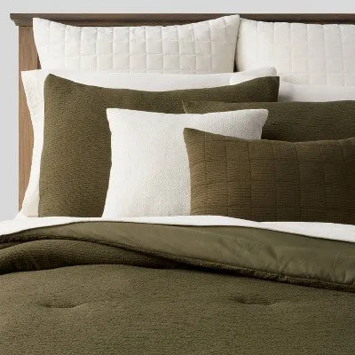 New - 12pc Queen Fuller Micro Texture Comforter & Sheet Bedding Set Dark Green - Threshold