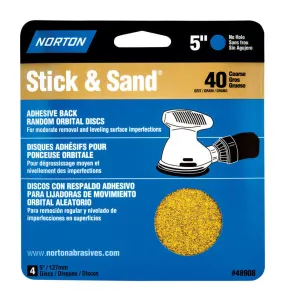 Norton Stick & Sand 5 in. Aluminum Oxide Adhesive A250/A290/H290 Sanding Disc 40 Grit Extra Coarse 4