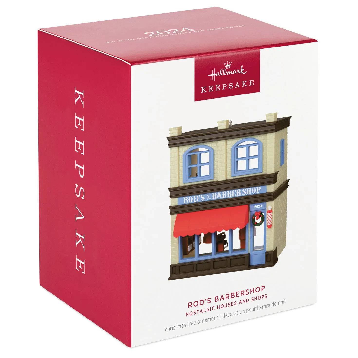 Nostalgic Houses and Shops Rod's Barbershop — 2024 Hallmark Keepsake Christmas Ornament