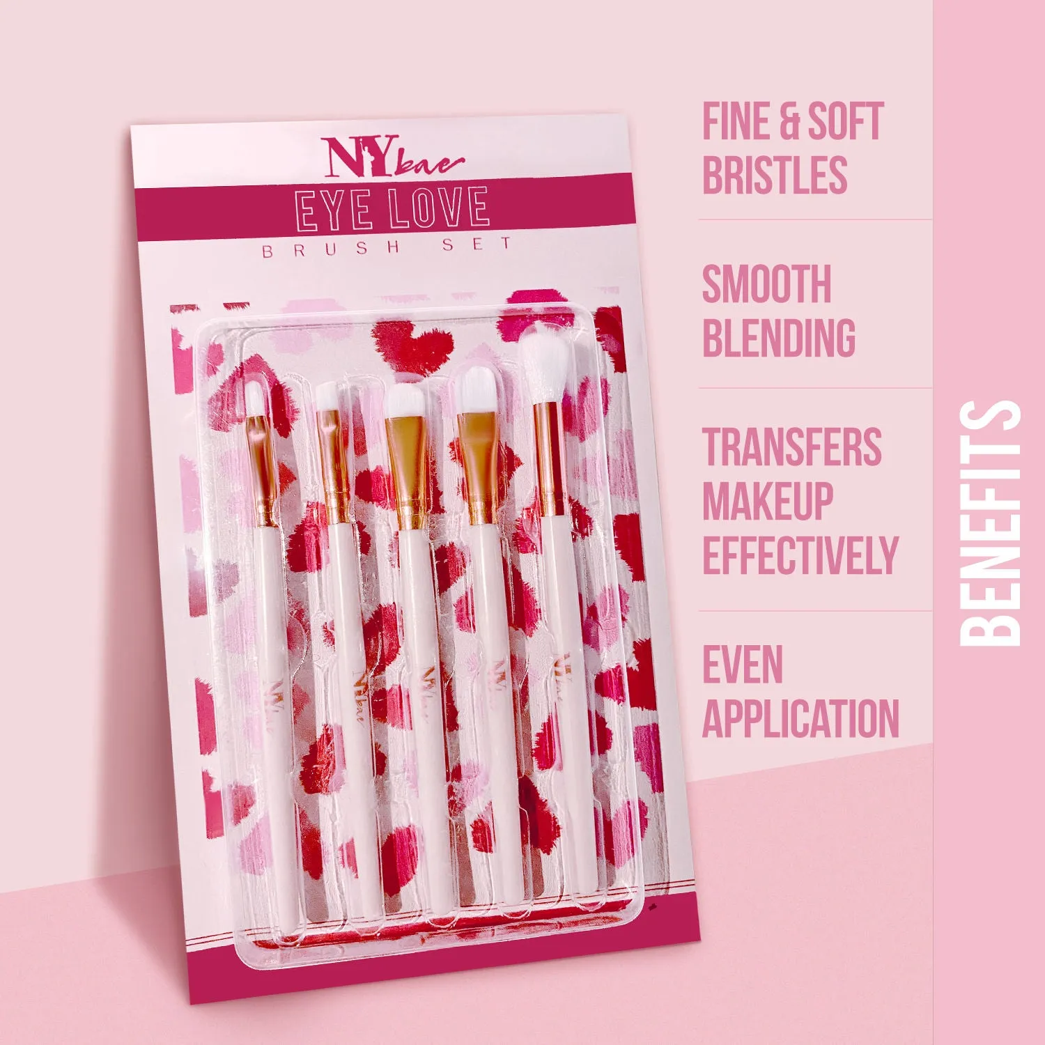 NY Bae Eye Love Brush Set | Blending Brush | Small Angled Brush | Precision Brush | Fluffy Brush | Eyeshadow C Brush | Multipurpose | Smooth Blending | Even Application | Fine & Soft Bristles