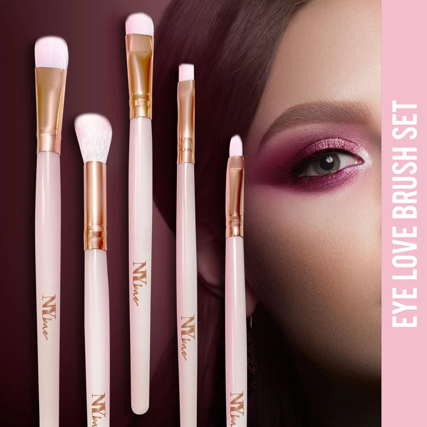 NY Bae Eye Love Brush Set | Blending Brush | Small Angled Brush | Precision Brush | Fluffy Brush | Eyeshadow C Brush | Multipurpose | Smooth Blending | Even Application | Fine & Soft Bristles