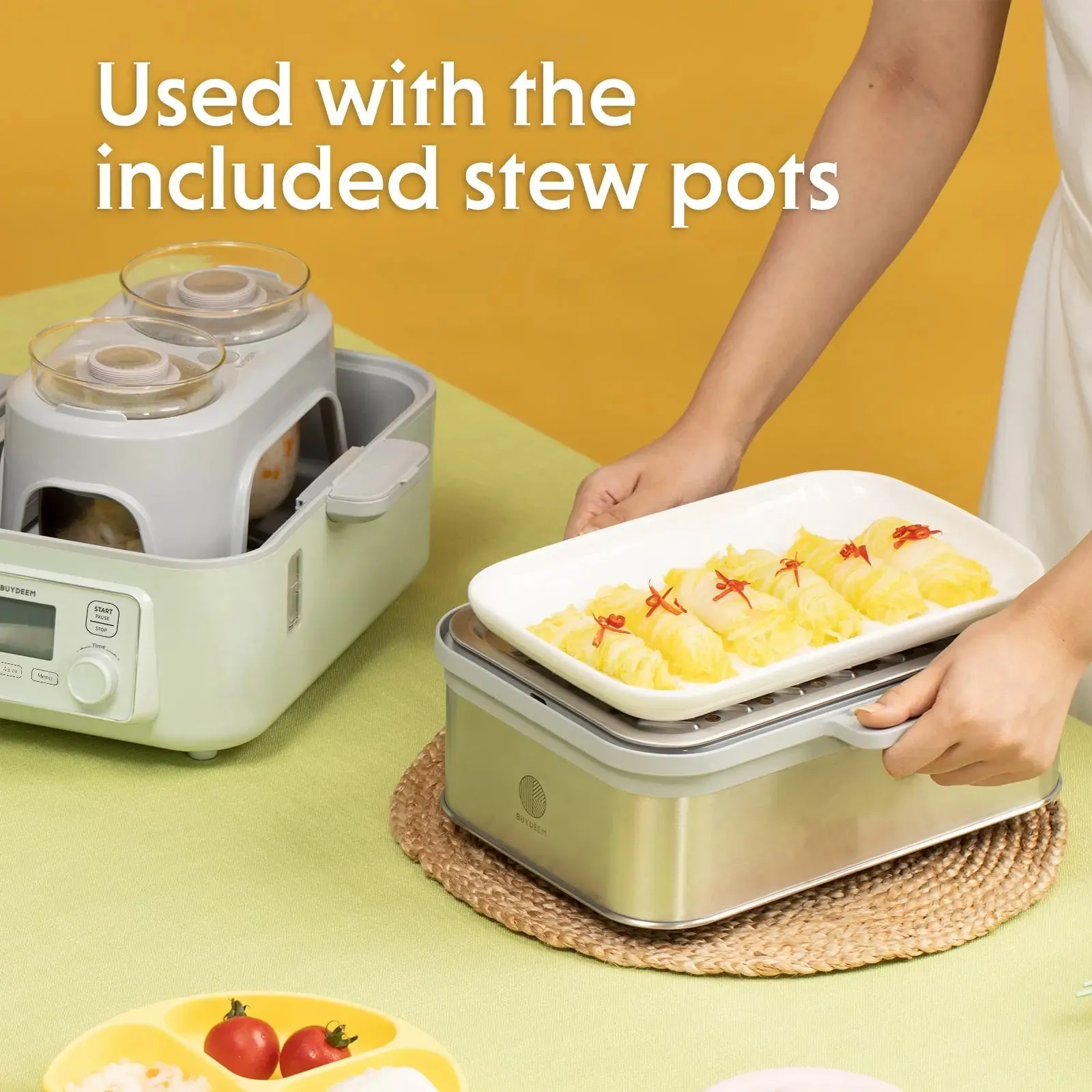 (OPEN BOX) Electric Food Steamer 5QT (Stew Pots Included)