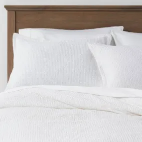 Open Box - Full/Queen Washed Waffle Weave Comforter Set White - Threshold