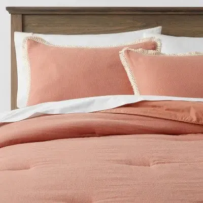 Open Box - King Cotton Tassel Border Comforter & Sham Set Terracotta - Threshold