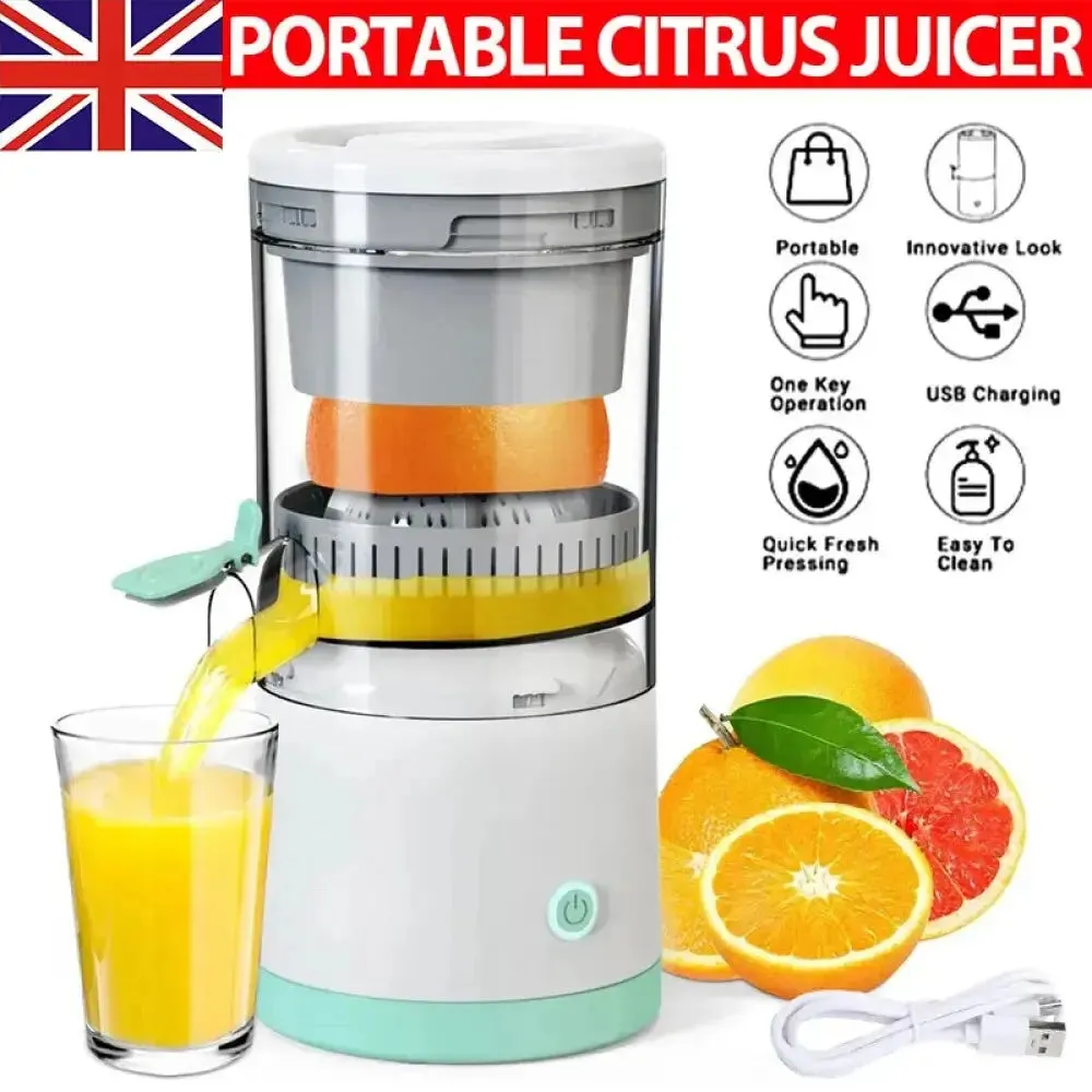 Portable Juice Press Electric Citrus Juicer Juice Squeezer Portable Press Machine Fruit Extractor UK