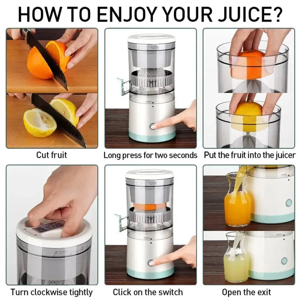 Portable Juice Press Electric Citrus Juicer Juice Squeezer Portable Press Machine Fruit Extractor UK