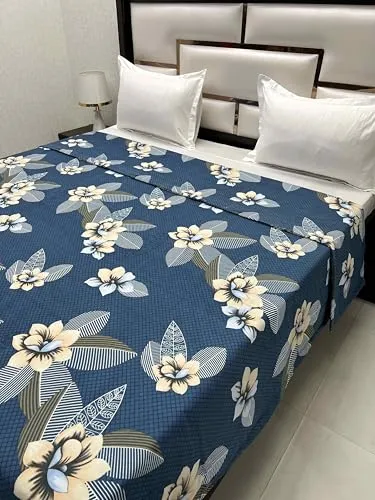 Pure Decor Comfy Collection Microfiber Comforter Double Bed King Size (88"X93") with Microfiber Layer Sheet Inside PD 4323 - Floral, Blue