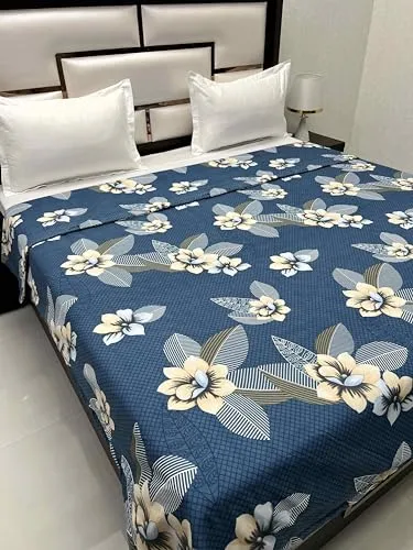 Pure Decor Comfy Collection Microfiber Comforter Double Bed King Size (88"X93") with Microfiber Layer Sheet Inside PD 4323 - Floral, Blue