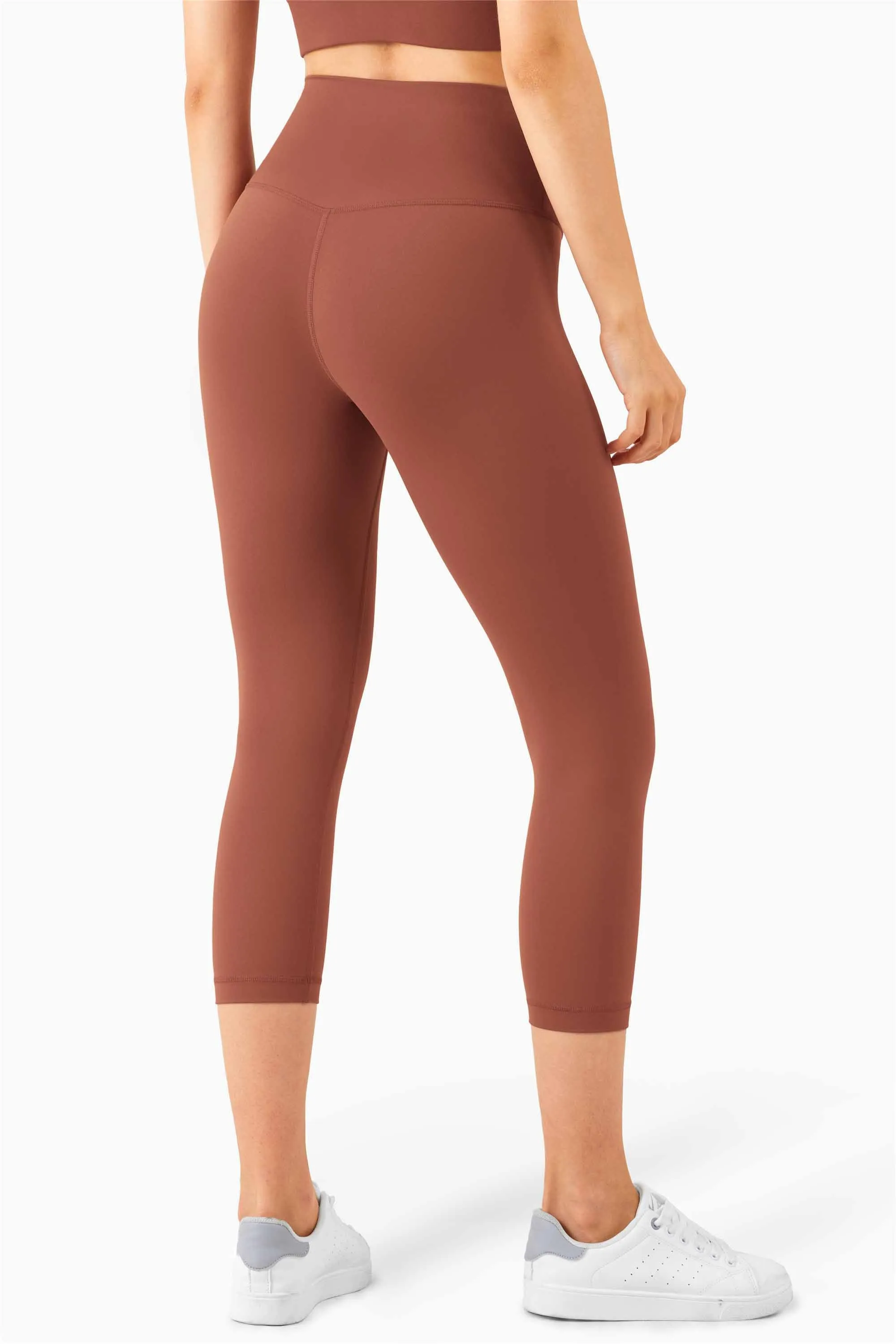 QK1242-NULS new European and American peach butt fitness pants One piece no embarrassment line high waist tight seven points nude yoga pants