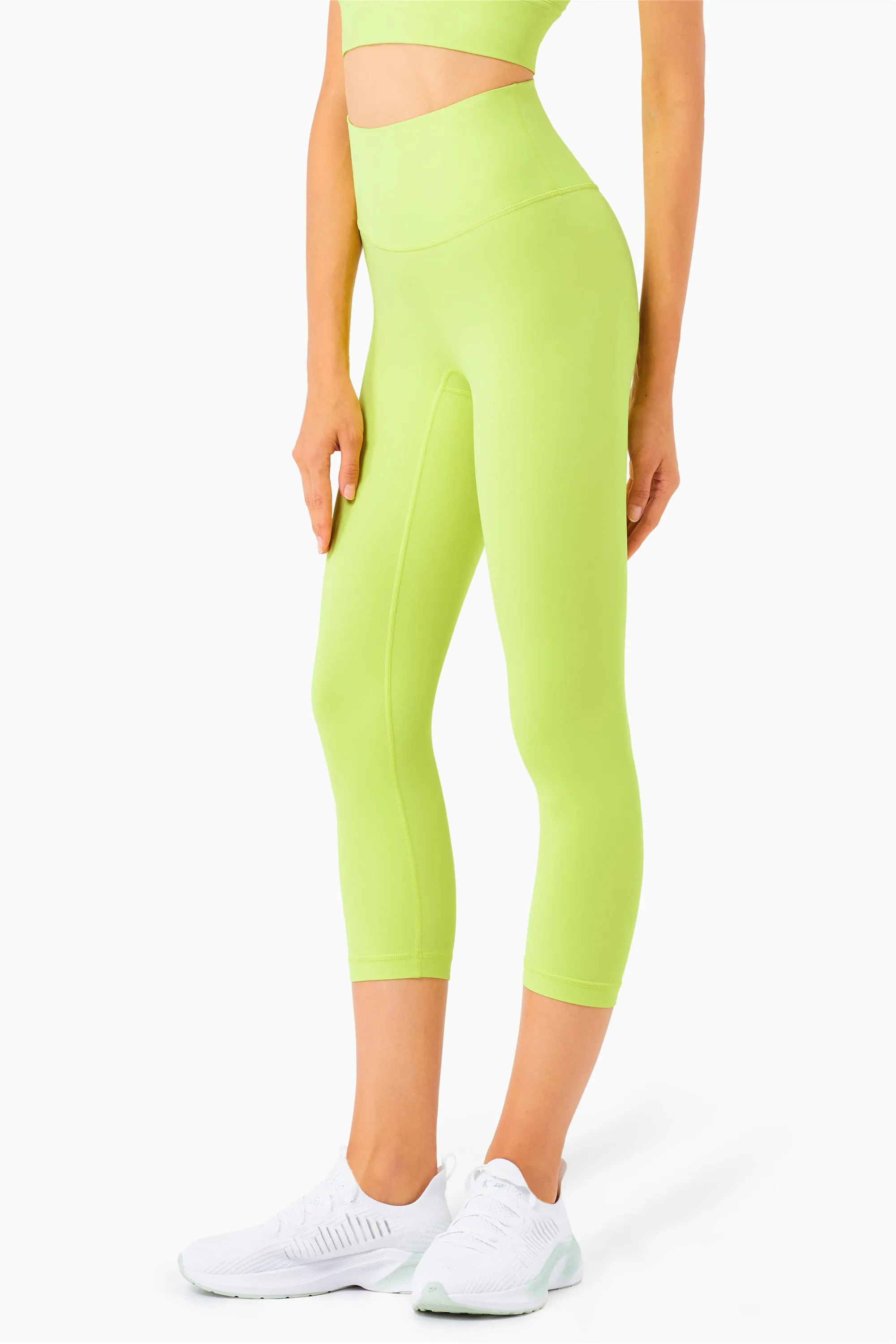 QK1242-NULS new European and American peach butt fitness pants One piece no embarrassment line high waist tight seven points nude yoga pants