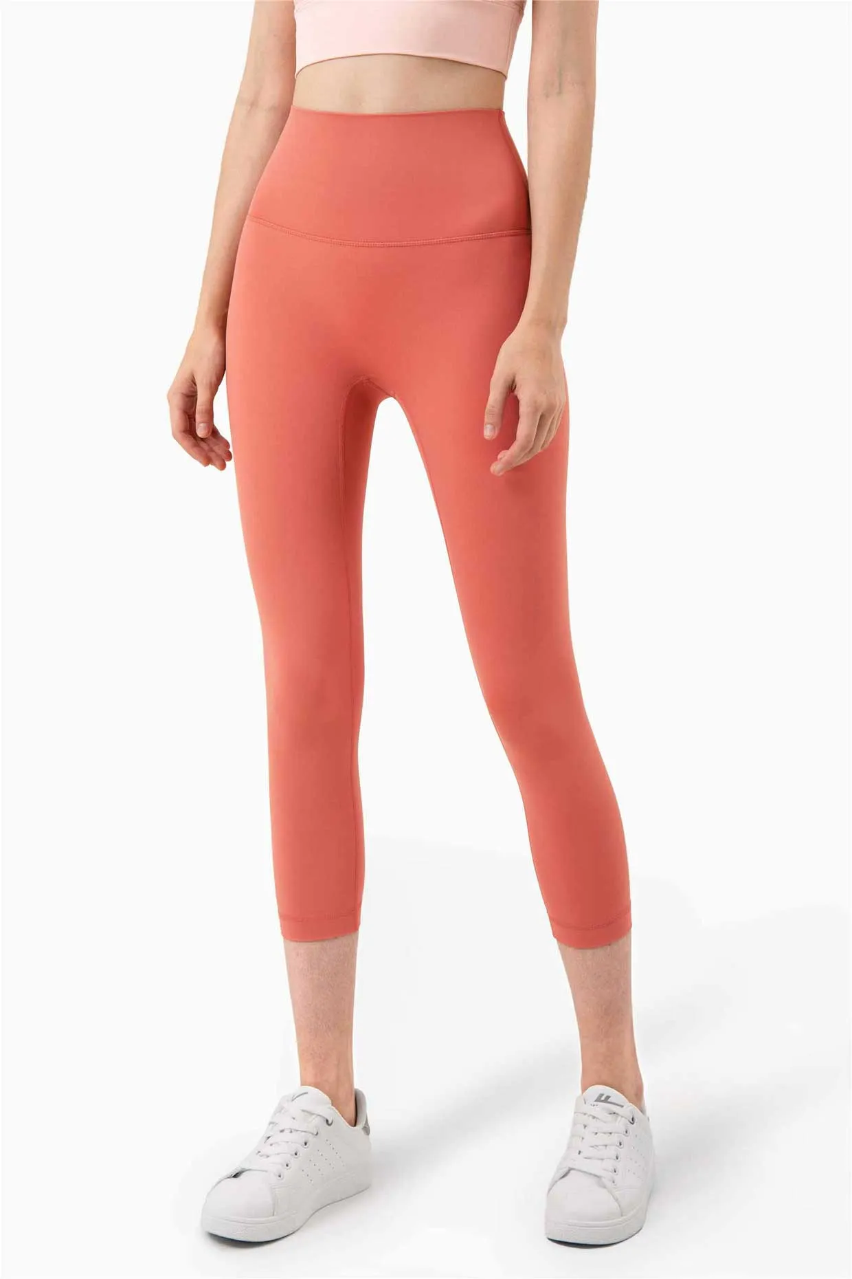 QK1242-NULS new European and American peach butt fitness pants One piece no embarrassment line high waist tight seven points nude yoga pants