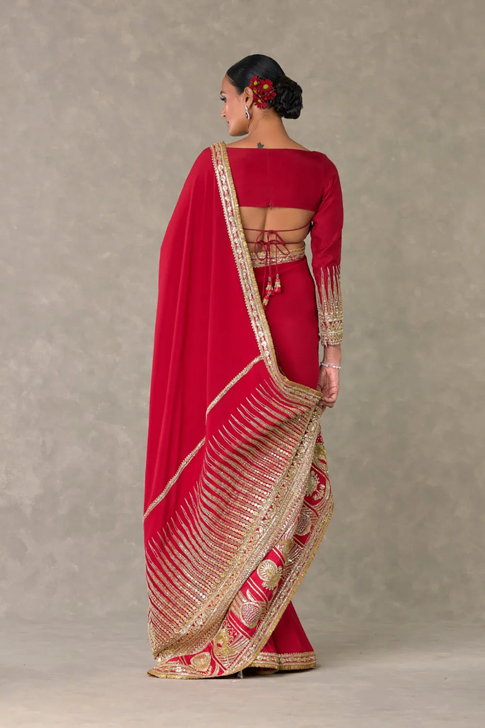 Red Son-Patti Saree