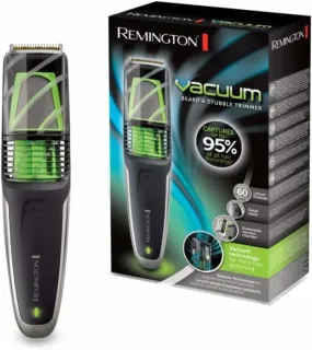 Remington Vacuum Beard and Stubble Trimmer - Titanium Blades, Lithium Power, Vacuum Chamber, Detail Blade with Comb Attachment, Travel Pouch, 60-Minute Runtime, Cordless – MB6850