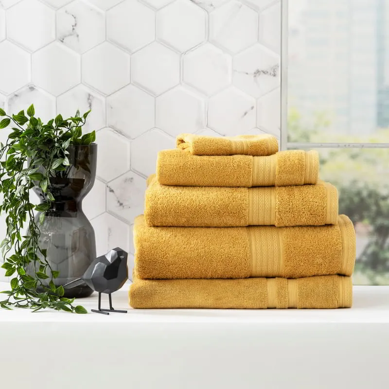 Renee Taylor Stella 5 Piece Mustard Towel Pack