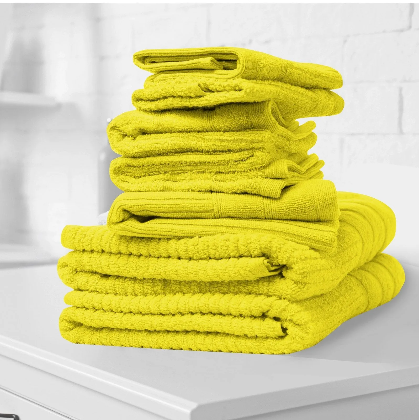 Royal Comfort Eden Egyptian Cotton 600GSM 8 Piece Luxury Bath Towels Set 8 Piece Yellow