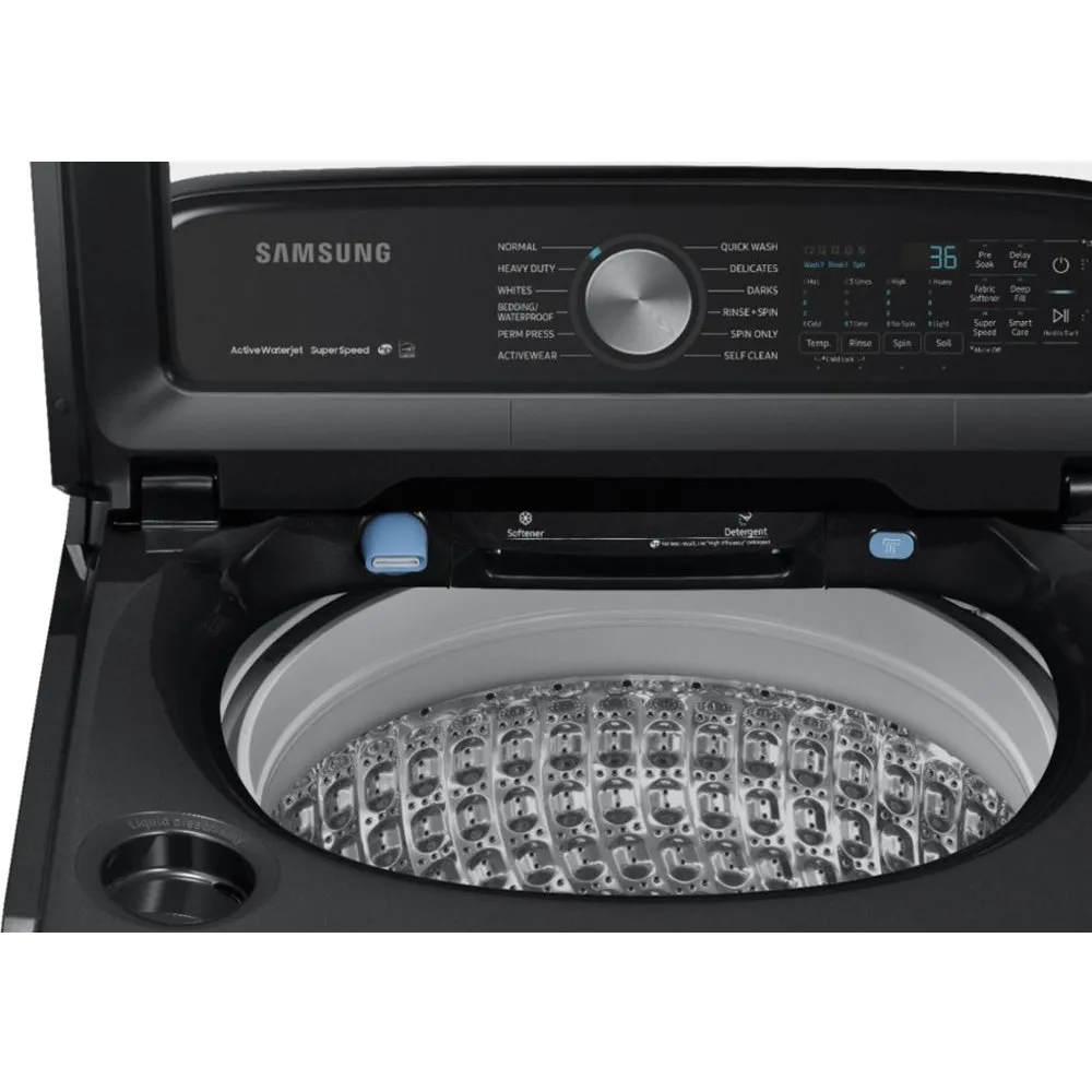 Samsung - 5.0 Cu. Ft. 12 Cycle Top Loading Washer - Fingerprint Resistant Black Stainless Steel