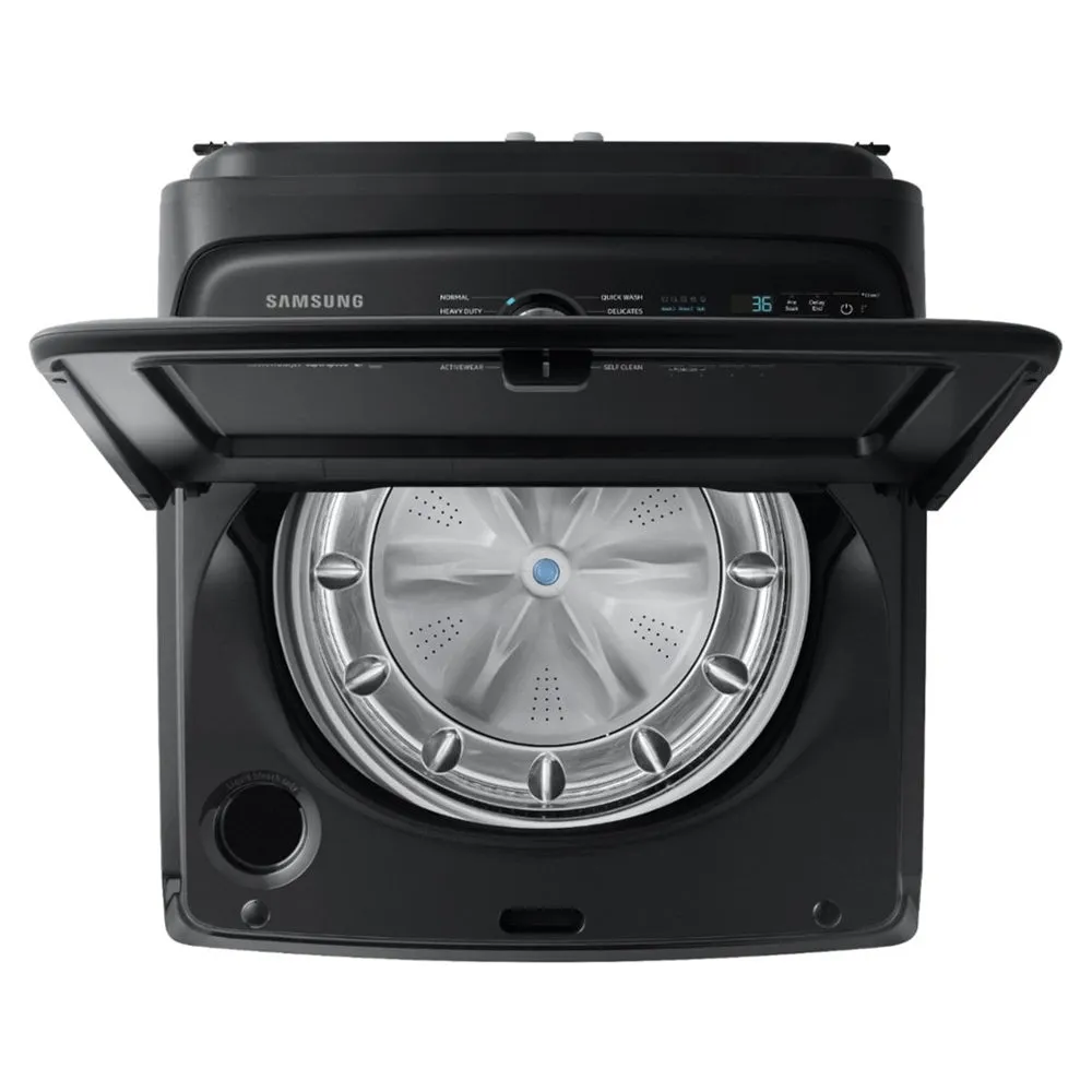 Samsung - 5.0 Cu. Ft. 12 Cycle Top Loading Washer - Fingerprint Resistant Black Stainless Steel