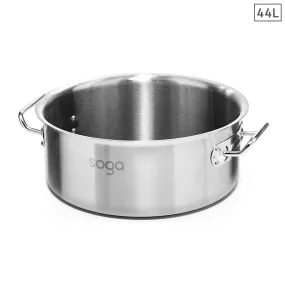 SOGA Stock Pot 44L Top Grade Thick Stainless Steel Stockpot 18/10 Without Lid