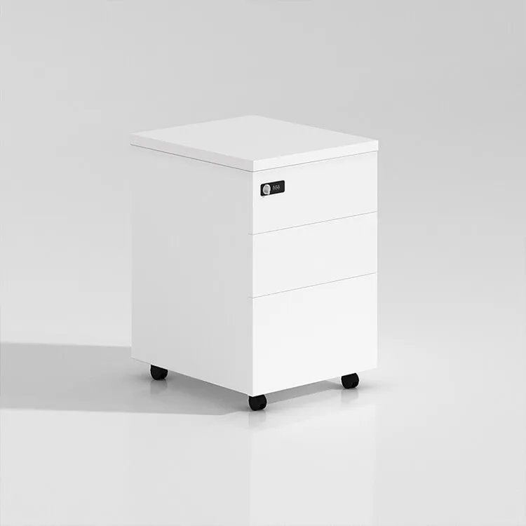 Solid Wood Freestanding Mobile White Storage Low Cabinet