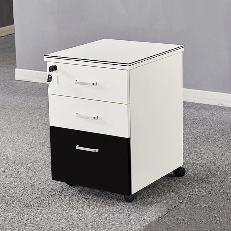 Solid Wood Freestanding Mobile White Storage Low Cabinet