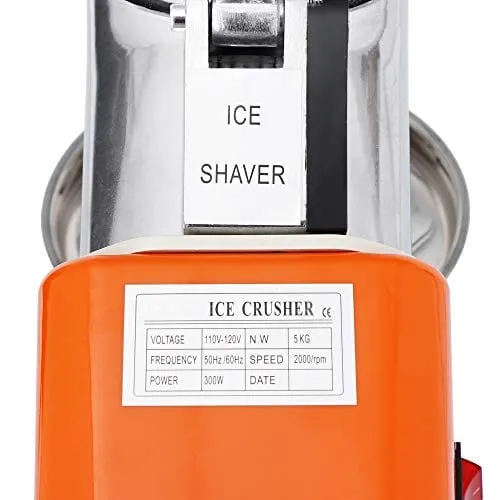 SUPER DEAL Upgraded 300W Electric Ice Shaver Ice Shaved Machine Snow Cone Maker 145 lbs (Orange)