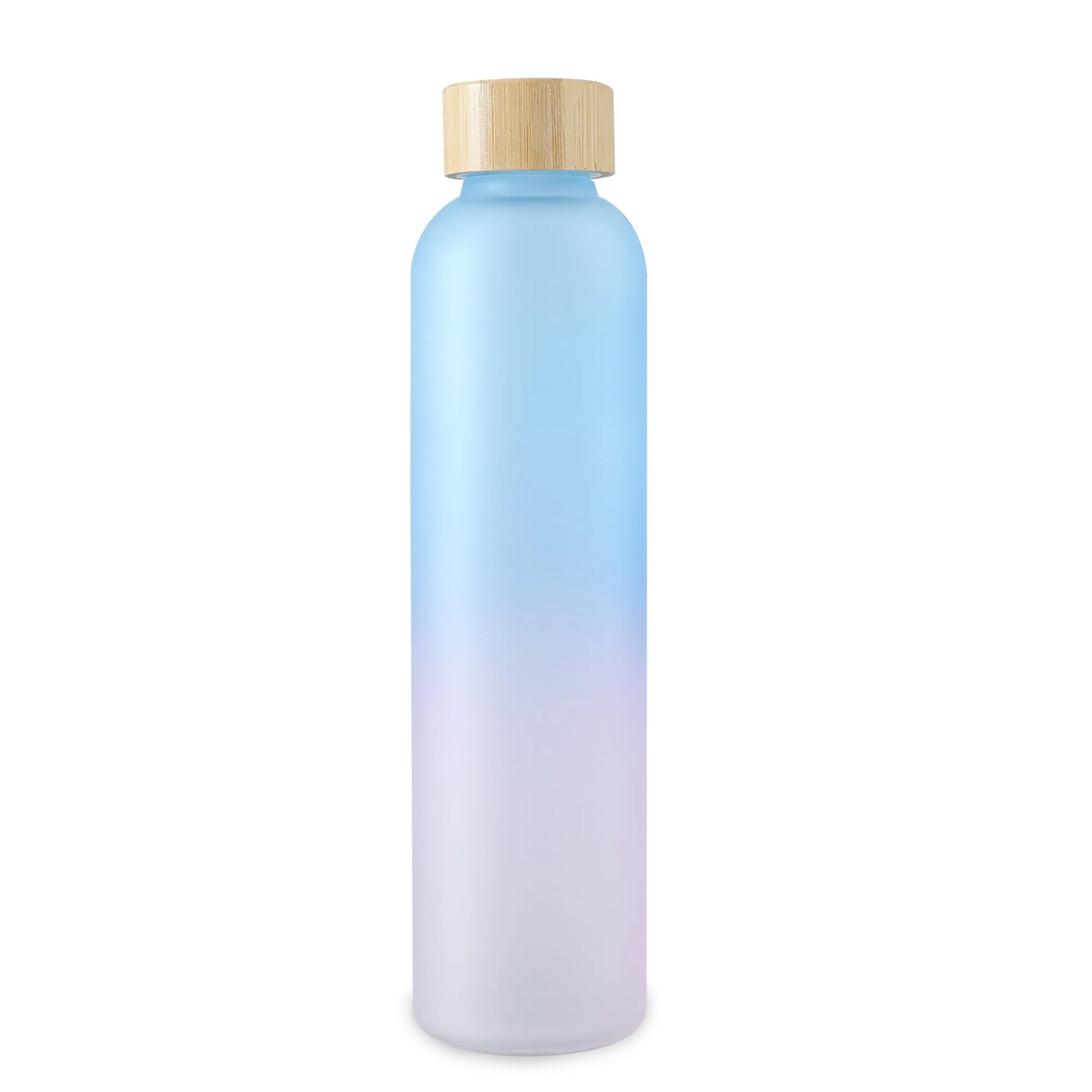 The Better Home Borosilicate Glass Water Bottle with Sleeve (500ml) | Bamboo Lid | Fridge Water Bottles for Men, Women (Blue-Pink)