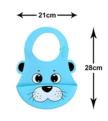 The Little Lookers Silicone Feeding Bib| Silicone Fruit Shape Teether | High Borosilicate Glass Feeding Bottle with Silicone Cover for Babies|Toddler(Pack of 3)