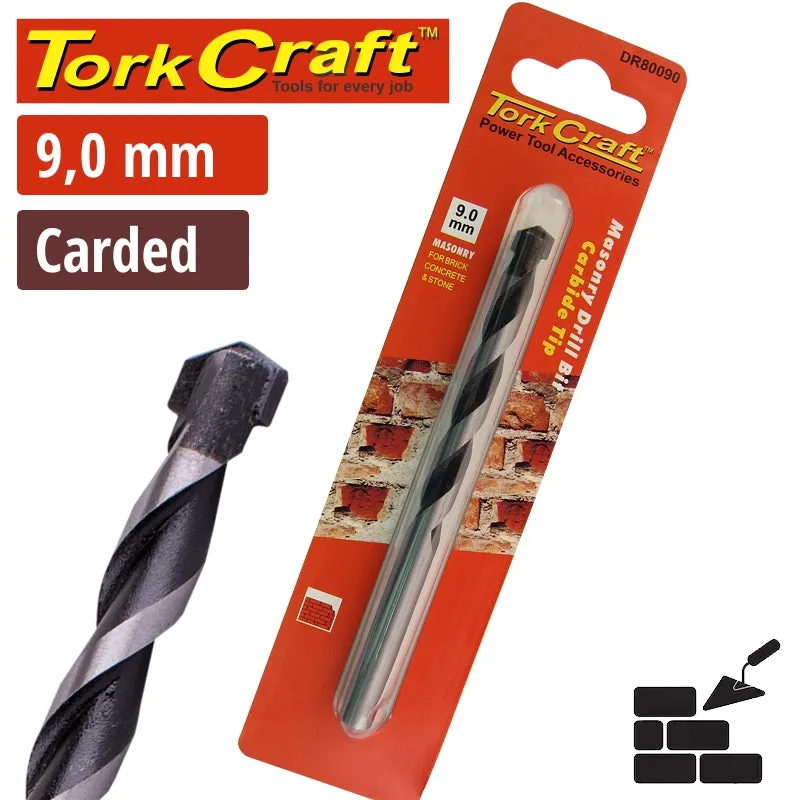 Tork Craft DRill Bit Masonry/Concrete  9.0mm 1/Card DR80090