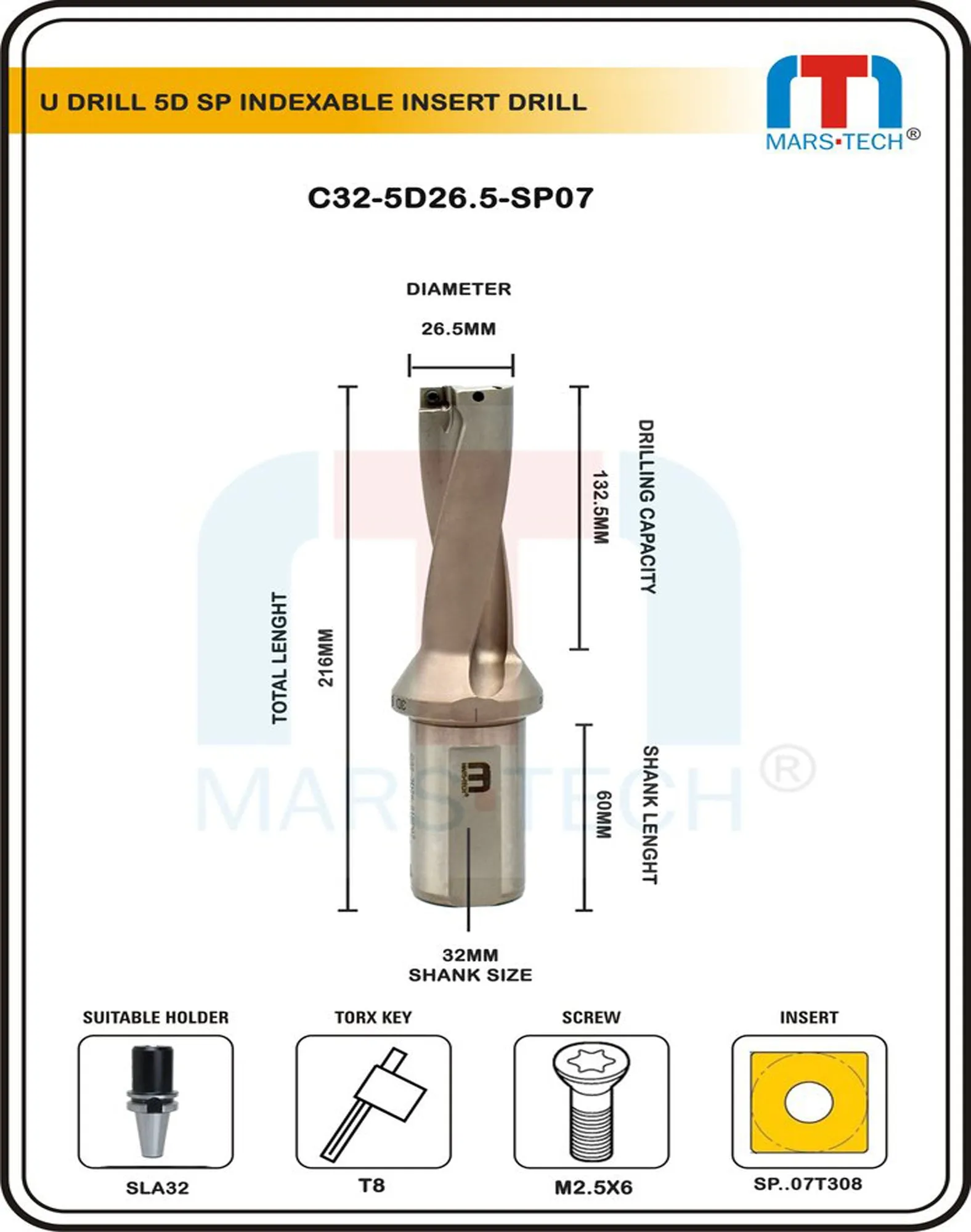 U Drill 26.5 mm