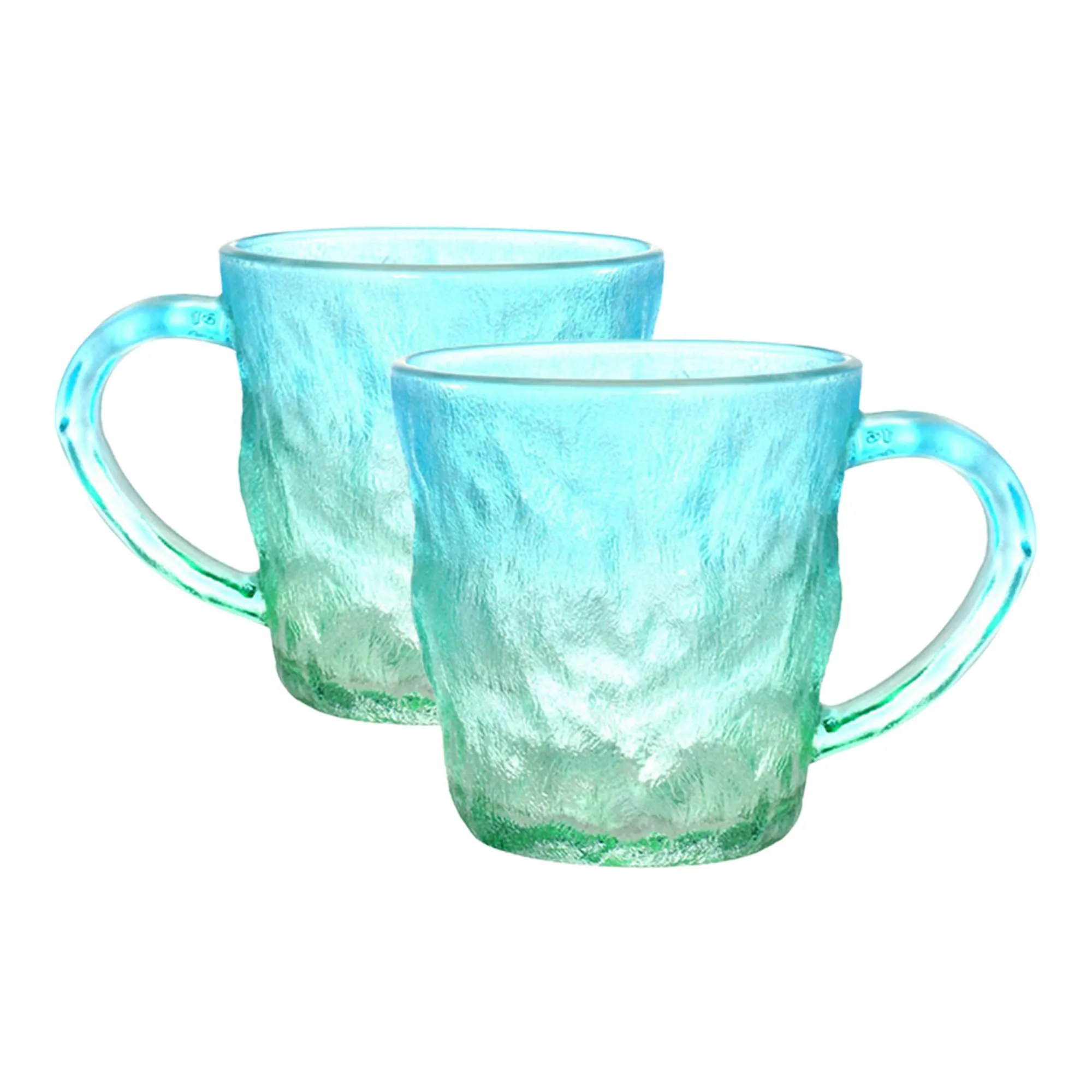 UMAI Glass Tea Cups (2Pcs-280ml) Lead Free Coffee Cup Set | Scratch-Resistance Microwave Safe Coffee Mug Set| Anniversary Gift for Couple Special | Couple Gifts |House Warming Gifts for New Home-Blue