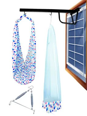 VParents Preemie Baby Swing Cradle with Mosquito Net Spring and Metal Window Cradle Hanger (Blue)