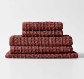 Waffle 580GSM Cotton Bath Towel Range Mahogany