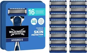 WILKINSON SWORD - Hydro 5 Skin Protection For Men | Hydrating Gel & Precision Trimmer | Pack of 16 Razor Blade Refills